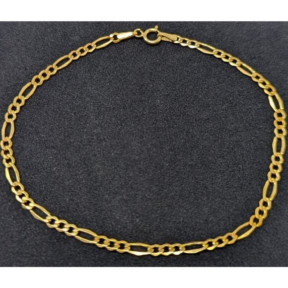 Estate Milor Italy 14K Yellow Gold Figaro Chain Bracelet Paperclip 7.5” .81g - Picture 1 of 7